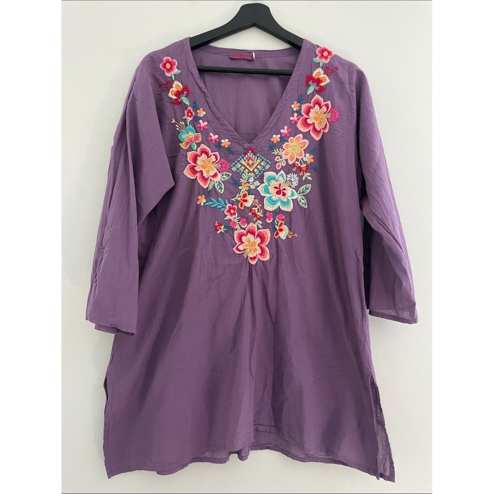 Johnny Was Tunic Cotton Floral Embroidery XL Boho Top - Picture 12 of 12